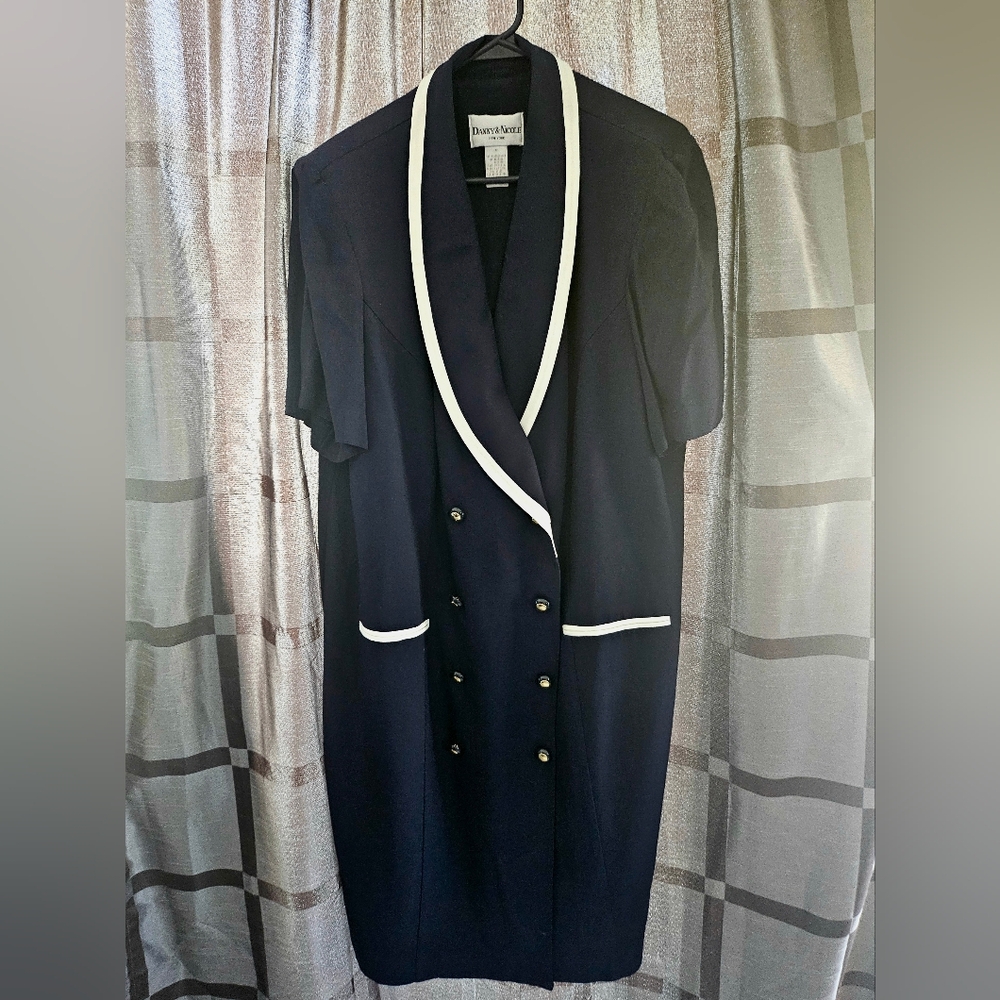 Danny & Nicole New York Blazer Trench Dress, Blue, Size 20, Vintage With Tags